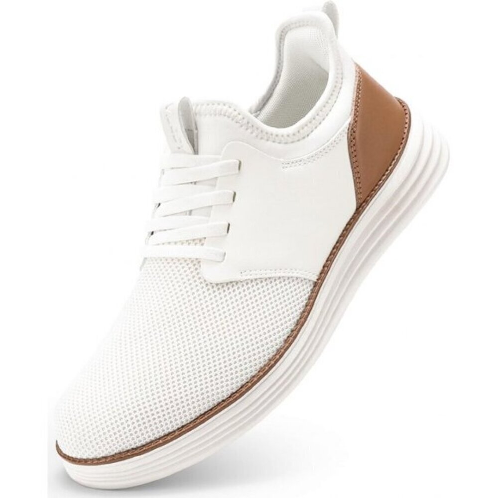⚡VILOCY Men's White Fashion Dress Oxfords Business Mesh Breathable Sneakers